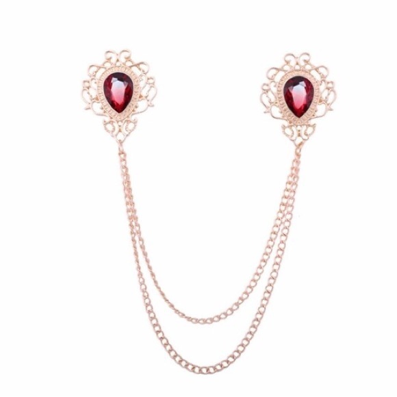 Fashion Tassel Chain Lapel Pins Shirt Suit Badge Wedding Jewelry Gifts for Men - Picture 4 of 7